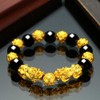 Homelavie Feng Shui 12mm Black Obsidian/Mantra Bead Bracelet with Double