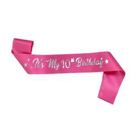 Its My 10th Birthday Sash, 10th Birthday Sash for Girls Pink Sash with Silver Foil Letter Birthday Sash for Girl Birthday Gifts Party Decorations Favors