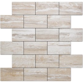 DICOFUN 10 Sheets Marble Look Peel and Stick Backsplash Wall Tiles, 12"x12" Thick PVC Subway Tile for Kitchen Backsplash