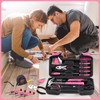 All Purpose 39-Piece Household Tool Kit Pink with Plastic Toolbox
