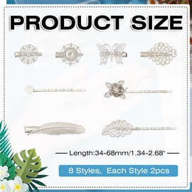 CRAFTYMELODY 16Pcs 8 Styles Vintage Alligator hair clips Pins Hairpins Iron Retro Barrettes Butterfly Flower Hair Bobby Pin Findings DIY Jewelry Making Kits for Women Wedding Hairstyles Accessories