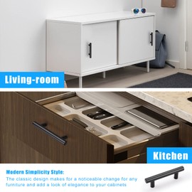 KNOBWELL 5 Pack 2-1/2 Inch Black Kitchen Cabinet Handles Drawer Pulls, Dresser Pull Closet Handles, Cupboard Pulls Euro Style