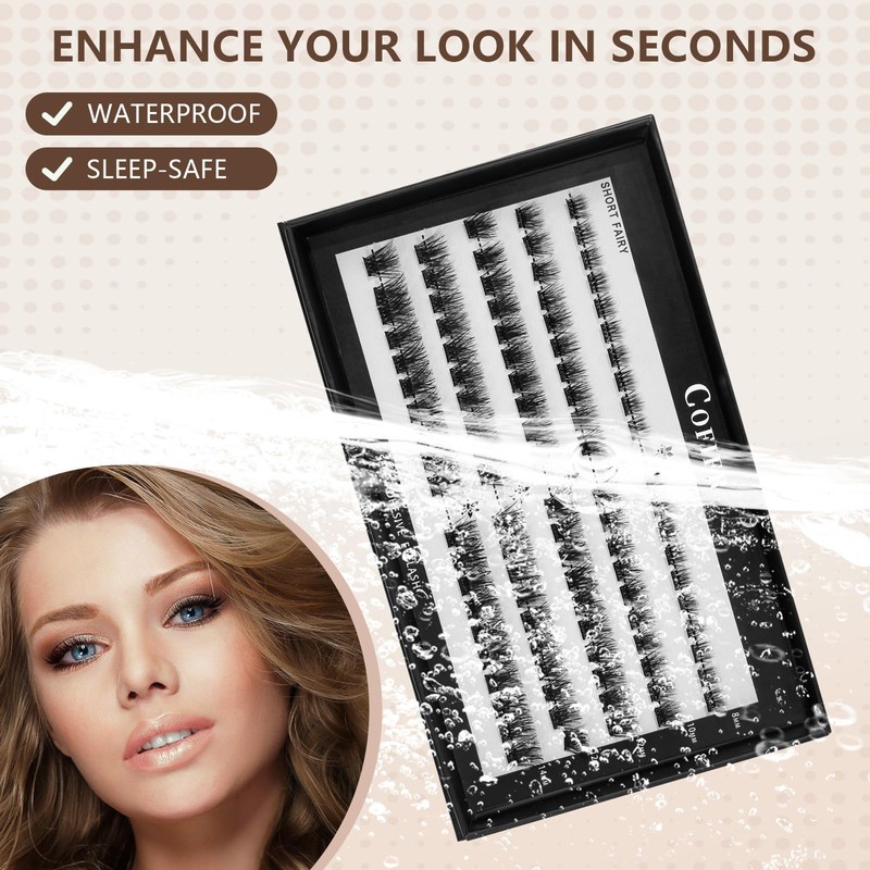 CoFier Pre Glued Wispy Lash Clusters Kit – 100 Pcs
