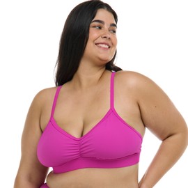 Body Glove Women's Drew Plus Bikini Top Swimsuit with Adjustable Tie Back Detail, Available in Sizes 1X,2X,3X, Fuchsia Ibiza Rib