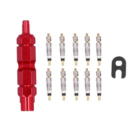Fydun Herramienta de Extracción de Núcleo de Válvula 10 Piezas Juego de Herramientas de Reparación de Núcleos de Válvulas para Bicicletas de Carretera, Bicicletas Plegables(Rojo)