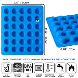Sidosir 3pcs Peanut Butter Cup Mold, Silicone Mini Tart Pan for Bite Size Fat Bombs, Silicone Chocolate Candy Mold for Brownie (Bite Size Cup)