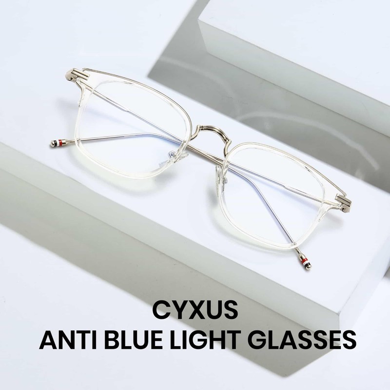 Cyxus 8235 Blue Light Cut Glasses, Non-Degree, UV Protection, Lightweight
