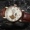 FORSINING Male Automatic Watch PU Leather Strap Analog Wristwatch(White Rose