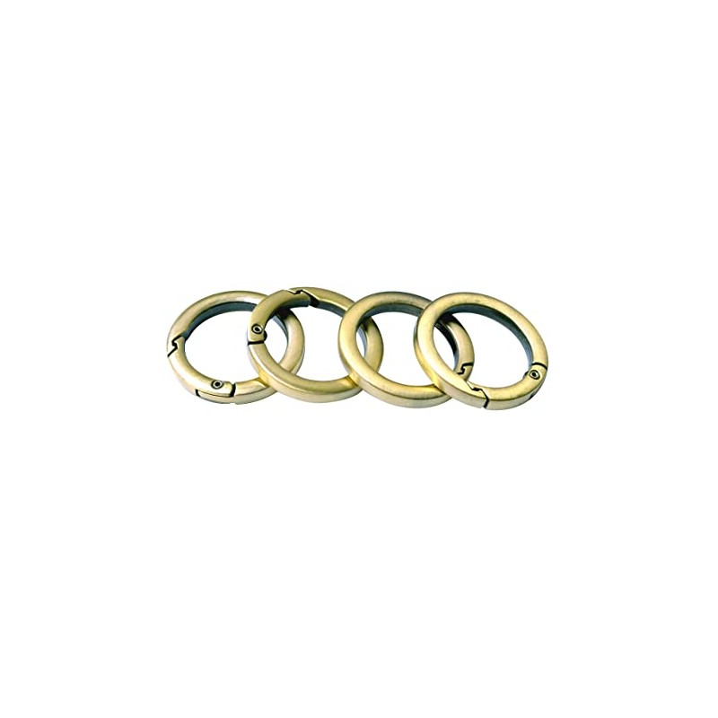 Bobeey 4pcs Round Carabiner Metal Key Ring, Spring Snap Hooks