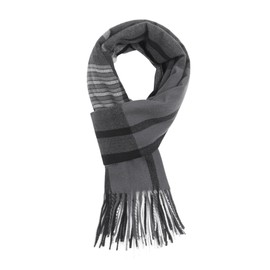 MissShorthair Scarf, Men's, Checked, Christmas Gift, Stole, Women's, Men's Scarf, Unisex, Throw, Winter, Popular, Large, Long, Thick, Cold Protection, Warm, duck grey & black