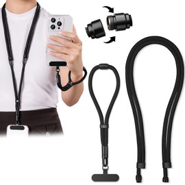 Lamiishop Smartphone Strap [3 in 1 Wrist & Neck & Shoulder Strap] Cell Phone Strap with Strap Holder 360° Rotatable Neck Strap, Hand Strap, 0.3 inch (7 mm) Thick Nylon Rope, Smartphone Fall Prevention