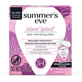 Summer's Eve Island Splash Daily Refreshing Feminine Wipes, Removes Odor, pH Balanced, 12 Count, 1 Pack