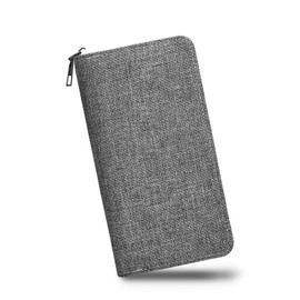 AdiStylinno Men’s Wallet, Minimalist Large Capacity Canvas Long Zipper Wallets, Business Card Holder Phone Clutch Purse (Gray)