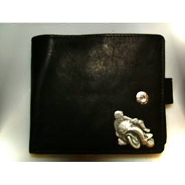 Knight Leather Wallet with Pewter Motorbike badge attached