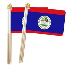 Belize Stick Flag, Belizean Small Mini Hand Held Flags, Small Belize Flag 5x8 Inch,12 Pack, Party Decorations Supplies for Parades,World Cup,Festival Events