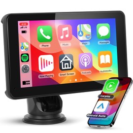 Hodozzy Portable Car Radio Wireless Carplay Android Car, 7 Inch Touchscreen Car Radio with Bluetooth Hands-Free Call/Mirrorlink/Super Link/Voice Control/TF Card/AUX, Car Multimedia Player