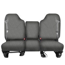 Fioqe Heavy Duty 600D Oxford Fabric Front Seat Cover for Dodge Ram Quad Cab 1500/2500/3500 1998-2002 Trucks, 40/20/40 Split Bench Design with Seatbelt Cutouts-Gray