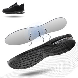 Safety Shoes Men's Steel Toe Cap Shoes Women's Work Trainers Work Shoes Protective Shoes Sporty Lightweight with Steel Toe Cap Black Blue Grey EU 36-48, Gk756 Black, 45 EU