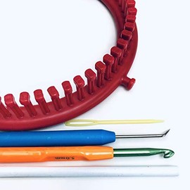 KnitUK Round Red Knitting Loom. 62 pegs Fitted (Medium Gauge Loom).