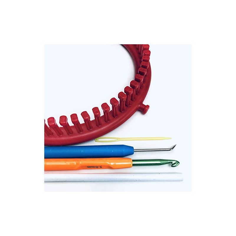 KnitUK Round Red Knitting Loom. 62 pegs Fitted (Medium Gauge