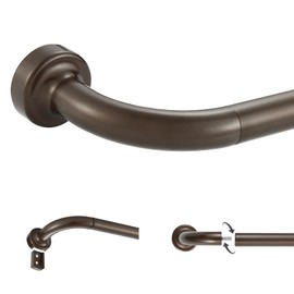 Dark Bronze Disc Curtain Rods, 28-48 Inches Window Curtain Rod,Adjustable Room Darkening Curtain Rod with Aluminum Finials and Brackets,Wrap Around Design