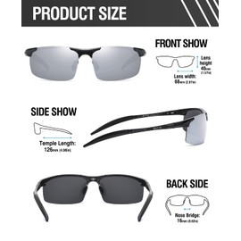 DUCO 8177 Men’s Sunglasses, Polarized Sports Sunglasses, UV400, AL-MG Alloy, Ultra Lightweight Sunglasses for Driving, Cycling, Fishing, Running, Golf, Extra large