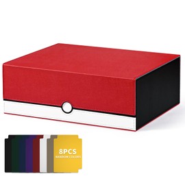 UAONO Card Storage Box for Trading Cards, 1800+ PU Leather Commander Card Deck Case, Magnetic Closure Card Holder Fits for Magic Game Cards (Red&White)
