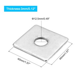 sourcing map Square Washer, 5pcs M12x40x40x3mm 304 Stainless Steel Square Plate Washers Flat Pad Spacer Gasket for Hardware Fastener