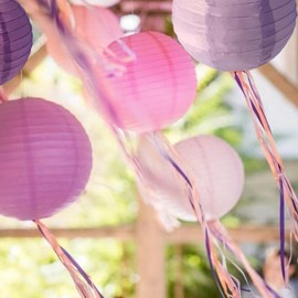 Paper Lantern Pink Purple Pack of 15 Hanging Paper Lanterns Light Pink Purple for Party Decoration Garden Party, Wedding Decoration, Outdoor, Festival Decoration, Bridal Shower, Baby Shower, Birthday