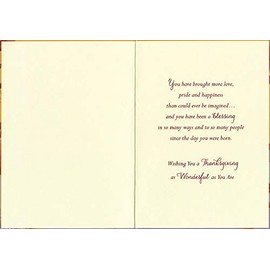 Designer Greetings Sunrise, Trees with Foil Leaves and Pumpkin Patch Religious Thanksgiving Card for Daughter