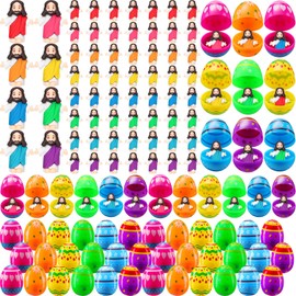 Barydat 60 Pcs Mini Jesus Figures Easter Eggs with Toys Inside Religious Jesus Toys Miniature Jesus Gifts Easter Egg Stuffers Jesus Doll for Sunday School Easter Hunt Party Baptism Gift(Classic)