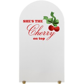 Birthday Decoration Girl She’s The Cherry on Top Vinyl Decal – Red Cherries Themed Removable Sticker for Photo Backdrop or Acrylic Sign – Party Decor – Fun Quote Vinyl Lettering for Dessert Table ca6