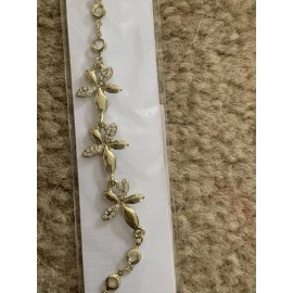 Unbranded Gold OR Silver Color Flower Rhinestone Studded Bracelet