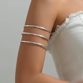 Minimalist Arm Cuff for Women Gold Layered Arm Bracelet Upper Arm Cuff Open Armband Elegant Cuff Bangle Round Bracelet Stackable Geometric Jewelry Gifts