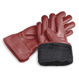 Harssidanzar SL025EU Women's Leather Gloves Sheepskin Warm Winter Soft Lined, red