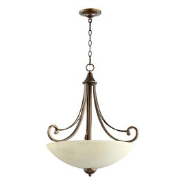 Four Light Oiled Bronze Amber Scavo Glass Up Pendant