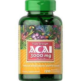 Puritan's Pride Triple Strength Acai 75 MG (3000 mg Equivalent) with Antioxidant Properties and Flavonoids, Supplement to Support Healthy Aging, 2 Month Supply, 120 Rapid Release Liquid Softgels