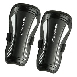 CHAMPRO D3 Molded Shin Guards, Large, Black