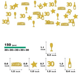 Ambishi 150pcs Happy 30th Anniversary Confetti, 30th Anniversary Party Decoration Confetti, Table Decorations Scatter Confetti for 30th Anniversary/Birthday Party DIY Arts Crafting Supplies