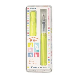 Pilot Fountain Pen Kakuno Family Series Kakuno Baby Clear Yellow Fine Point FKA-1SR-KBAY-F With Kanji LOVE Sticker, 5.15 x 0.59 x 0.78 in