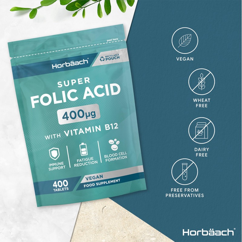 Folic Acid Tablets 400ug | 400 Count | Super Strength