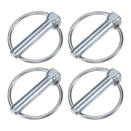 M METERXITY 4-Pack 25/64" Linch Pin with Ring, 1-31/32" Carbon Steel Lynch Pin Trailer Pins for Boat/Truck/Tractor/Trolley/Lawn Mower, Lock Clips Fastener Pin [10x50mm, Silver Zinc]