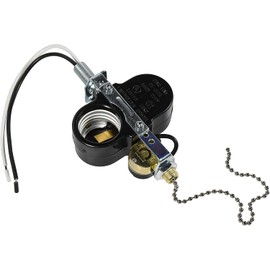 HQRP Ventilador de techo con interruptor de 2 luces compatible con Zing Ear ZE-310D ZE-109M Socket Pull Chain Switch Lámpara de techo Soporte de lámpara E95014, UL Listado