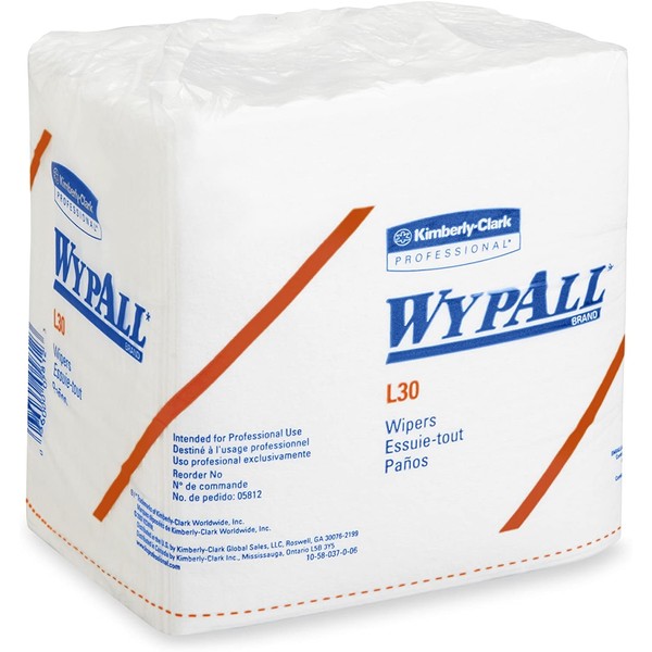 Kimberly-Clark Professional Wypall L30 Wipers - 13" Length X 12-1/2" Width, White, 90 Wipers