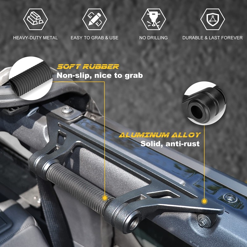 Updated Aluminum Grab Handles Compatible with Ford Bronco 2021-2025+ Rear