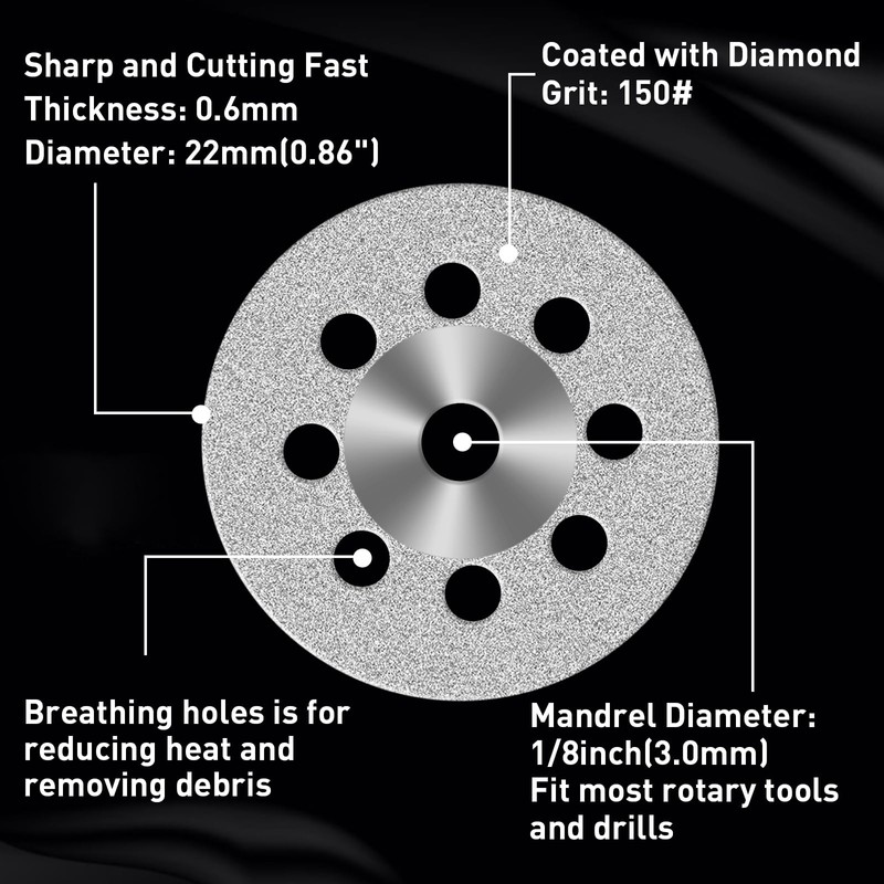 20 pcs Diamond Cutting Wheel Cut Off Discs Coated(22mm) with