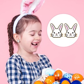 4 Pairs Easter Earrings for Women Easter Wood Rabbit Earrings Cute Bunny Egg Earrings Lovely Easter Stud Earrings Jewelry Gift for Girls