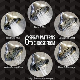 Shower Massage Head With Mist - High Pressure Boosting, Multi-Function, Massager Rainfall Showerhead For Low Flow Showers & Adjustable Water Saving Nozzle, 2.5 GPM - Brushed Nickel