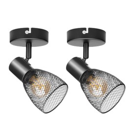 Dehobo Kitchen Spot Lights Adjustable - Wall Spotlights in Matt Black, Industrial Ceiling Spotlights with Metal Mesh Shade - E14 Ceiling Lights Spotlights for Indoor Lounge Bedroom Dining Room