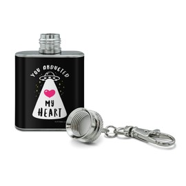 You Abducted My Heart Alien Love Funny Humor Stainless Steel 1oz Mini Flask Key Chain